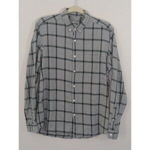 Steven Alan Shirt Mens Sz M Button Up Gray Plaid  Pocket Flannel Made USA Light